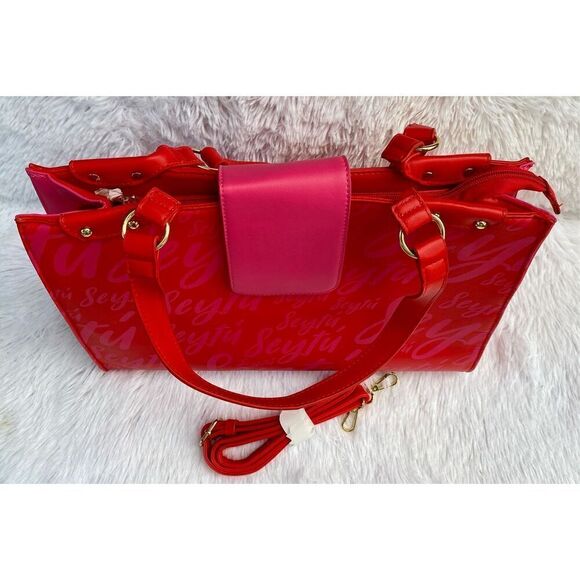 NWOT Seytu Hot Pink With Gold Hardware Large Tote or Shoulder Bag Purse - Picture 4 of 15